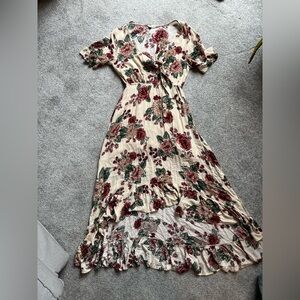 Floral Print High Low Dress Frills Illa Illa Tie Front Spring